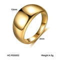 Detailweergave van vergulde roestvrijstalen ring met 10mm breedte en 3mm dikte gegevens - US 6 / Gouden Minimalistische Boogring (HC-R30003)
