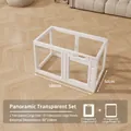 Clôture transparente blanche pour animaux avec porte de sécurité et panneaux pour chiens - Blanc Miya Pur Acrylique 5+1