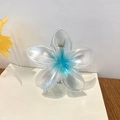 Elegant translucent acrylic plumeria claw clip with light blue gradient finish - Blue 8cm
