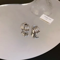 Silver twist knot geometric earrings with luxury mirror reflection and metallic finish - Style 14 / Silver