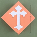 Toppa ricamata con croce gotica bianca per vestiti e artigianato fai-da-te 10,7x7,3cm - Bianco/Croce