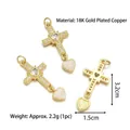 Ciondolo a croce placcato oro con opale a forma di cuore e zirconi da donna - Croce di Cuore in Zircone Trasparente (Stile C)