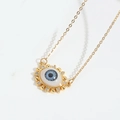 Minimalist gold Evil Eye pendant necklace with blue crystal and shimmering zirconia - Gray