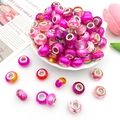 Pink and purple handmade glass charm beads with large metal holes for DIY jewelry - Rose Red Beads (16527) / Rose Red (10g)