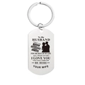 Silver stainless steel army tag keychain for husband with romantic engraved silhouette - AY05 (To My Husband)
