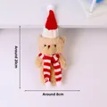 Detail view of plush Christmas bear toy showing 20cm height and 8cm width dimensions - 15-18cm / Christmas Blush Brown Red White Scarf