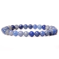 Charming 6mm blue natural stone beaded elastic bracelet with smooth polished finish - Blue Aventurine