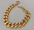 Pulsera de cadena gruesa de acero inoxidable dorado con cierre de langosta ajustable - BR-843 Cadena de Eslabones Clásica / 16+5cm