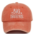 Detailed embroidery of Big Brother text on vintage washed orange cotton baseball cap - Orange