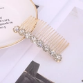 Pettine per capelli da sposa dorato con girasoli, strass e perle su piatto decorato - Oro