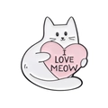 Lindo broche de gato en esmalte blanco con corazón rosa y texto I LOVE MEOW - I Love Meow (XZ8909)