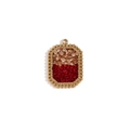 Mini 14K gold plated geometric pendant with champagne and red micro-set crystals - Octagonal Spliced Red Bead Pendant - Gold