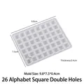 26-letter square resin mold made of translucent silicone for DIY pendant jewelry making - 26 Letters Square-Double Hole
