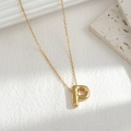 Puffy golden letter P pendant necklace with a 3D minimalist and chic design - Letter P