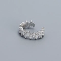 Minimalist 925 sterling silver ear cuff set with marquise-cut sparkling zircons - 925 Silver / White Gold