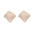Minimalist geometric rhombic stud earrings in cream white enamel with gold edges - Rhombus / Off-White Marble Pattern