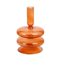 Unique tiered orange transparent glass candle holder for elegant home decor and tabletop style - Orange Three-Layer Disc (B2)