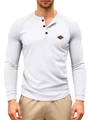 Herren weißes Henley-Langarmshirt mit Waffelstrick-Struktur und Raglanärmeln - S / Weiß