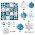 40-piece blue and white Christmas ornament set with glitter balls and snowflakes - New MJXK-13Z Light Lake Blue And White Snowflake