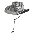 Silver disco mirror cowboy hat with reflective sequins and adjustable black chin strap - One Size / Silver With Rope