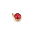 10mm golden stainless steel pendant with round red gemstone for DIY jewelry making - Red