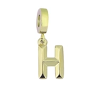 Minimalist golden titanium steel alphabet letter H pendant with polished finish - Letter H