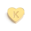 Polished gold stainless steel heart charm with letter K engraving for DIY jewelry - Letter K (Gold)