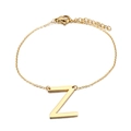 Minimalist gold stainless steel bracelet featuring a prominent letter Z charm with lobster clasp - Letter Z(KB116093-K)