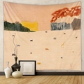 Detail of bohemian animal tapestry on wall with zebras and giraffes in warm tones - Design CX0327-22
