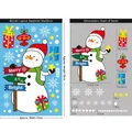 Size guide for Christmas window stickers featuring snowman and snowflake dimensions - BQ181 Christmas Snowman