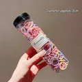 Jar of 300 colorful macaron elastic hair bands with spiral texture for girls - Threaded Colorful Small (2#) / 300-Piece Set (With Jar)