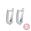 Elegant S925 sterling silver U-shaped stud earrings with sparkling white cubic zirconia - SE118-Silver U-Shape Zirconia