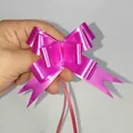 Fuchsia pink gift ribbon pull bow with gold edge for festive holiday packaging - Solid Magenta