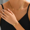 Elegantes mehrlagiges Gold-Schlangenkette Halsketten- und Perlenarmband-Set für Damen - Gold Mehrlagiges Halsketten Und Armband Set (XL4772)
