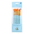 6-piece artist paint brush set with blue handles and orange nylon bristles in various sizes - 6Pcs Sky Blue Mixed HB808LS / Sky Blue