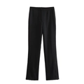 Flat lay of black slim fit trousers featuring smooth drape fabric and clean straight cut - Black Pants