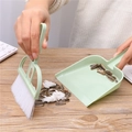 Mini mint green desktop broom and dustpan set for cleaning crumbs on wooden desk - Nordic Green with White Bristles