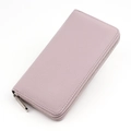 Lavender long leather wallet with pebbled texture and silver zipper for men and women - 20*10*2.5CM / Lavender