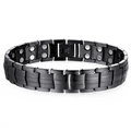 Bracciale magnetico da uomo in acciaio al titanio nero con magneti a doppia fila - Bracciale 9 (Nero)