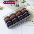 Set of 36 knit velvet hair ties in vintage earth tones stored in a clear box - 36 Pcs Dark 8-Color Mix