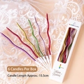 Set of 6 rainbow spiral birthday candles with metallic finish in premium gift packaging - Curly Candle Rainbow Metallic