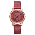 Γυναικείο ρολόι χαλαζία rose gold με μπορντό δερμάτινο λουράκι και λατινικούς αριθμούς - Μόνο ρολόι / Κόκκινο