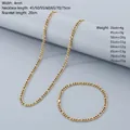 Conjunto de collar y pulsera Figaro de 4 mm en acero dorado con tabla de tallas - Pulsera 20CM / 4mm Dorado