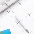 DIY beadable plastic ballpoint pen with white marble texture and metal nib - Glitter White