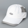 Close-up of quick-dry white baseball cap with grey mesh panels and embroidered Mad logo - M (56-58cm) / White