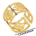 Detailed view of golden textured open ring showing width 1.3cm and 1.7cm diameter - Gold