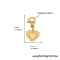 Golden stainless steel heart charm with radial stripes and lobster clasp for DIY jewelry - D192 Gold Heart Pendant