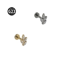 G23 titanium marquise flower labret stud with zircon stones in gold and silver - Style NO-6 Marquise Flower / 1.2x8mm / Silver