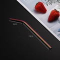 Rainbow stainless steel curved drinking straw with 21cm length in colorful metal finish - Colorful (Curved) 6*215mm