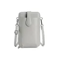Sac bandoulière minimaliste en cuir PU gris pour téléphone avec fermeture éclair argent - Gris